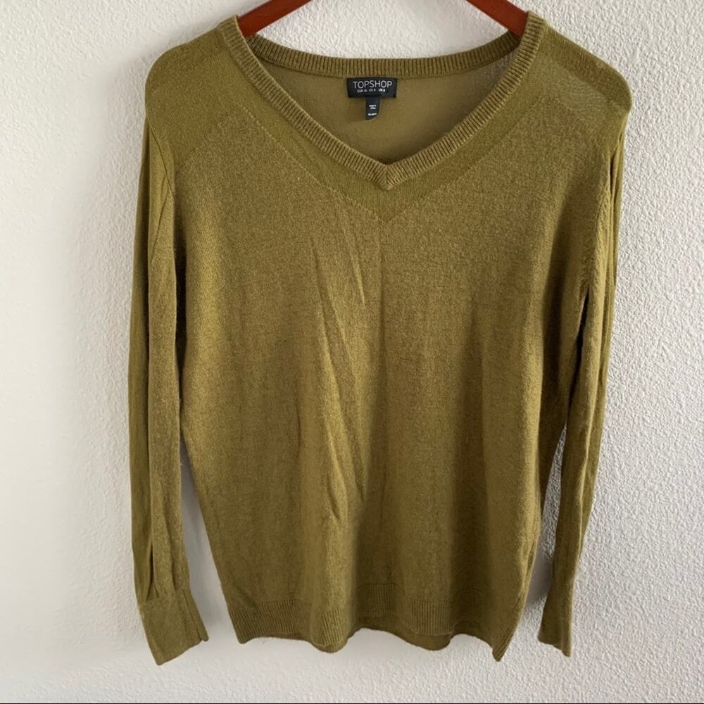TOPSHOP Green Angora Mix Sweater Lightweight Fall US 4